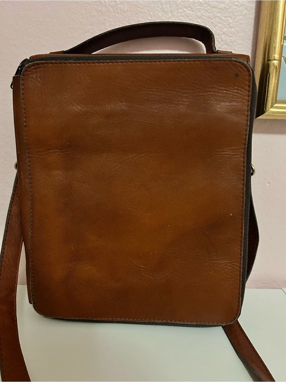 Vintage Jimenez H. Piel Locking Leather Messenger Bag Portfolio Briefcase w/Keys